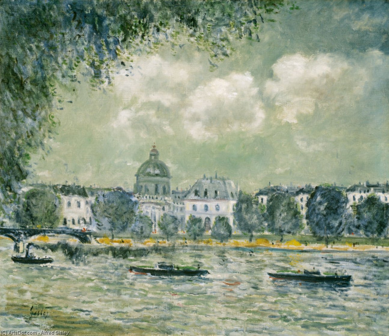 Wikioo.org - The Encyclopedia of Fine Arts - Painting, Artwork by Alfred Sisley - The Seine with the Institute of France