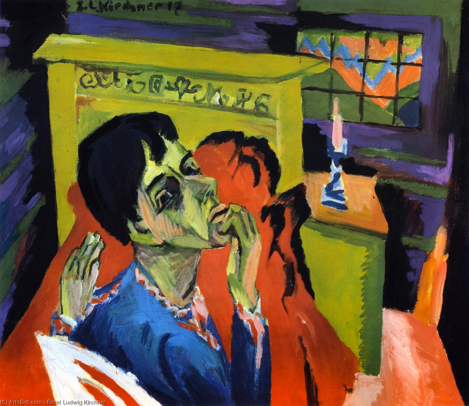 Wikioo.org - The Encyclopedia of Fine Arts - Painting, Artwork by Ernst Ludwig Kirchner - Selbstbildnis als Kranker