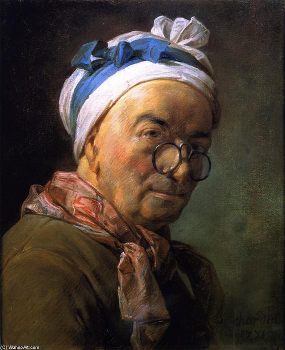Wikioo.org – L'Enciclopedia delle Belle Arti - Pittura, Opere di Jean-Baptiste Simeon Chardin - Self Portrait (noto anche come Ritratto di Chardin che indossa occhiali)