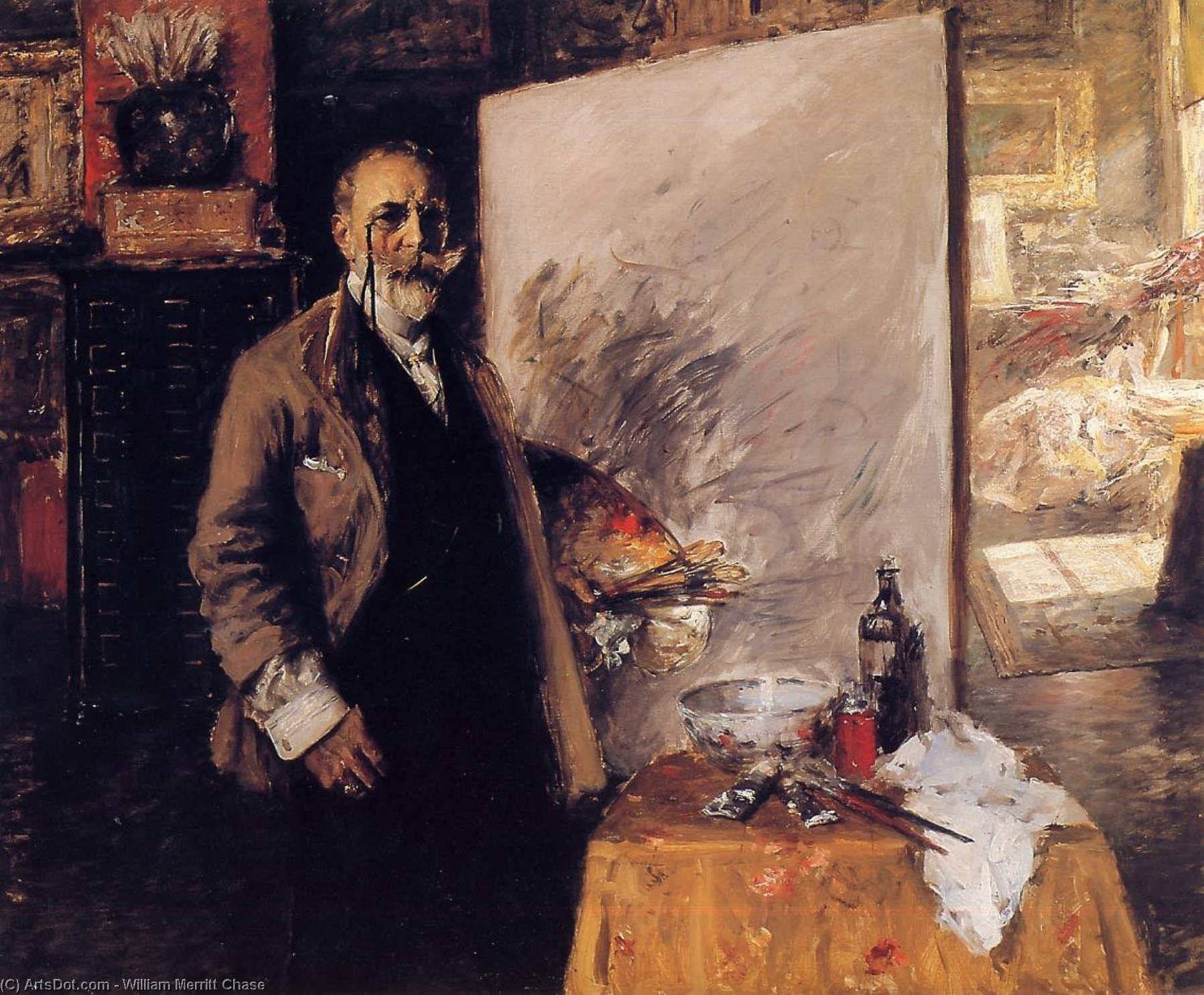 WikiOO.org - Encyclopedia of Fine Arts - Maľba, Artwork William Merritt Chase - Self Portrait