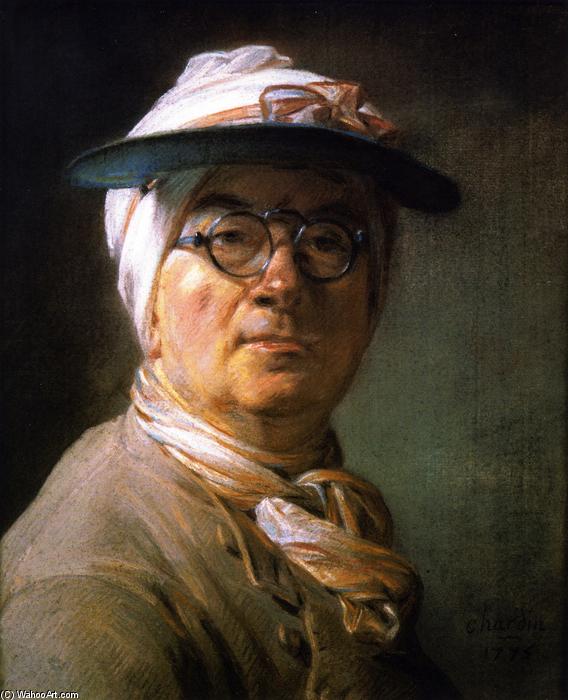Wikioo.org - The Encyclopedia of Fine Arts - Painting, Artwork by Jean-Baptiste Simeon Chardin - Self Portrait (also known as Portrait of Chardin Wearing an Eyeshade)