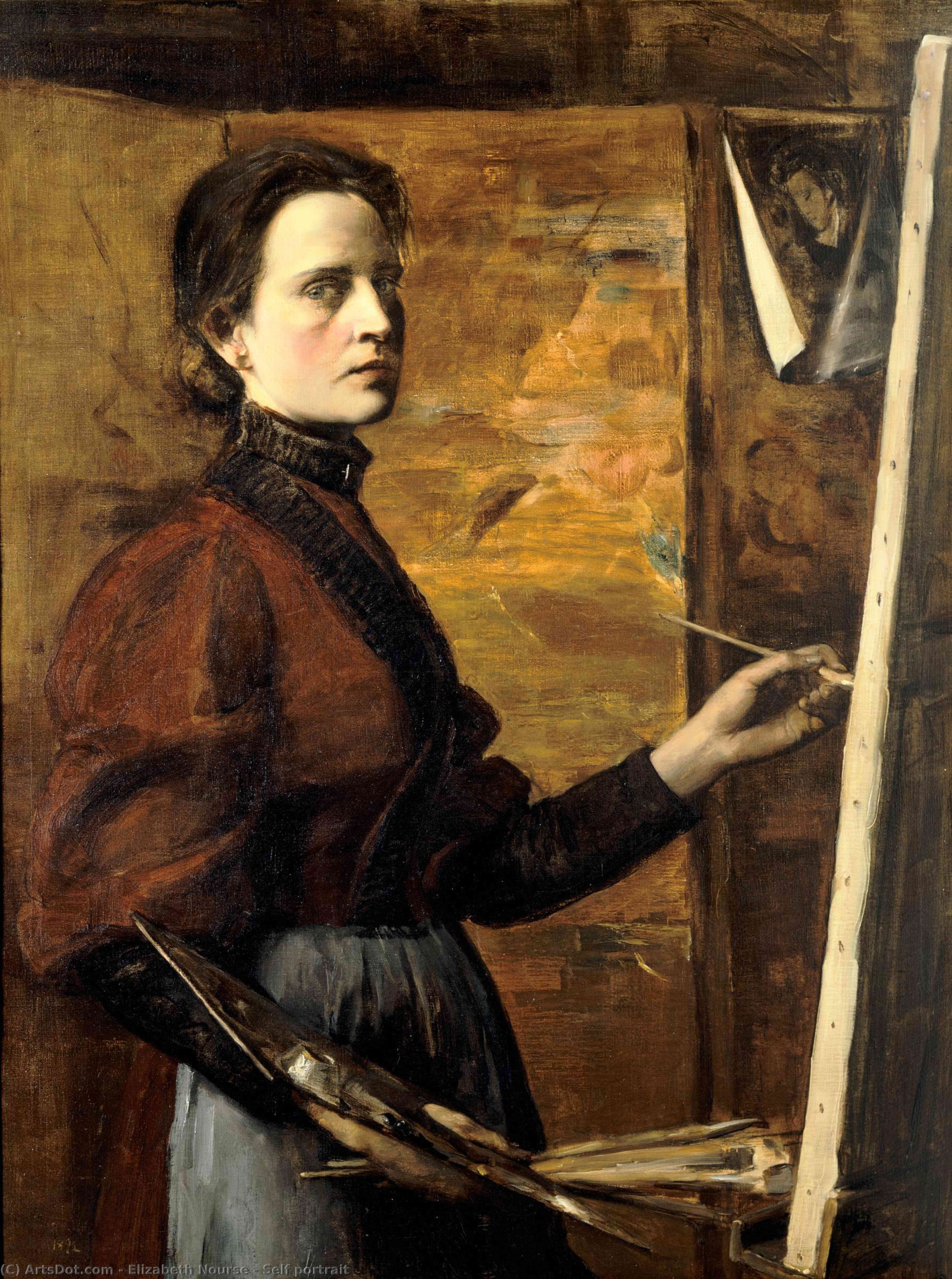 Wikioo.org – La Enciclopedia de las Bellas Artes - Pintura, Obras de arte de Elizabeth Nourse - autorretrato