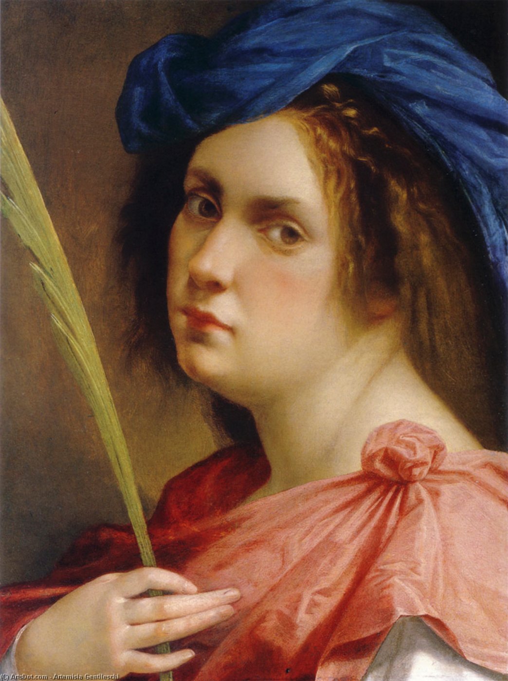 Wikioo.org – La Enciclopedia de las Bellas Artes - Pintura, Obras de arte de Artemisia Gentileschi - Self-portrait como un mujer mártir ( también conocida como mujer mártir )