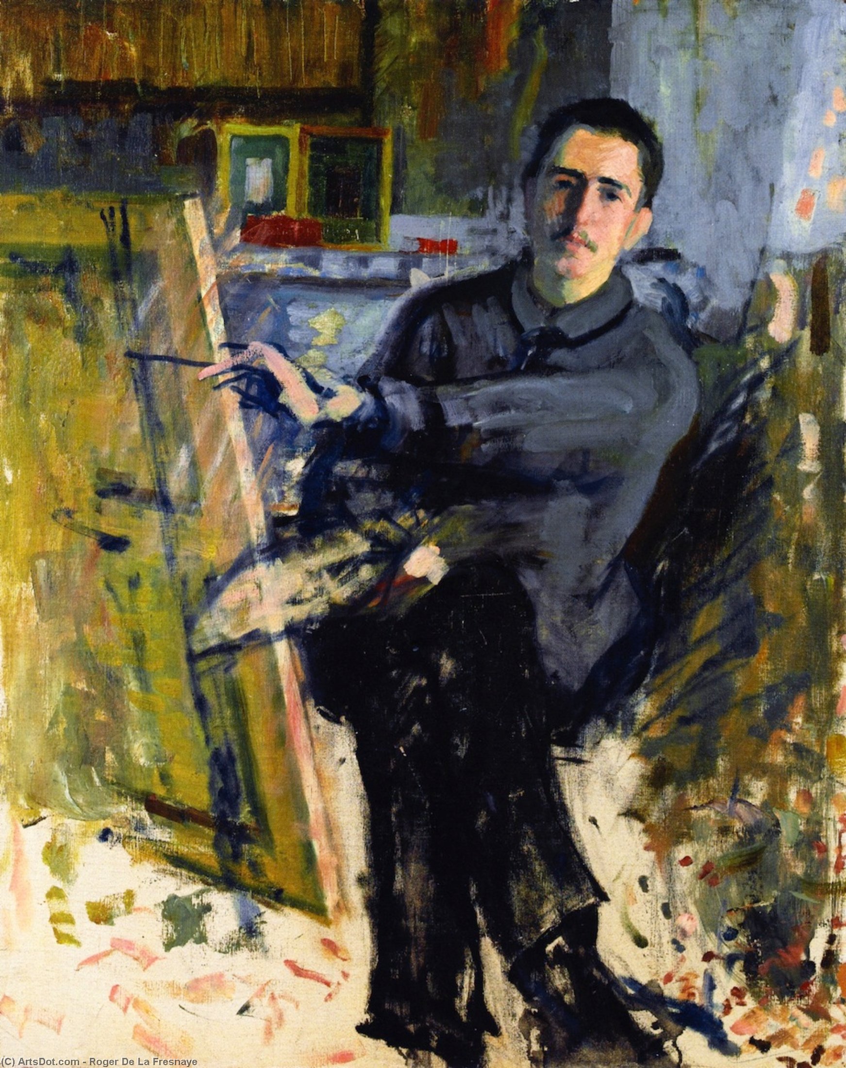 Wikoo.org - موسوعة الفنون الجميلة - اللوحة، العمل الفني Roger De La Fresnaye - Self-Portrait at the Easel
