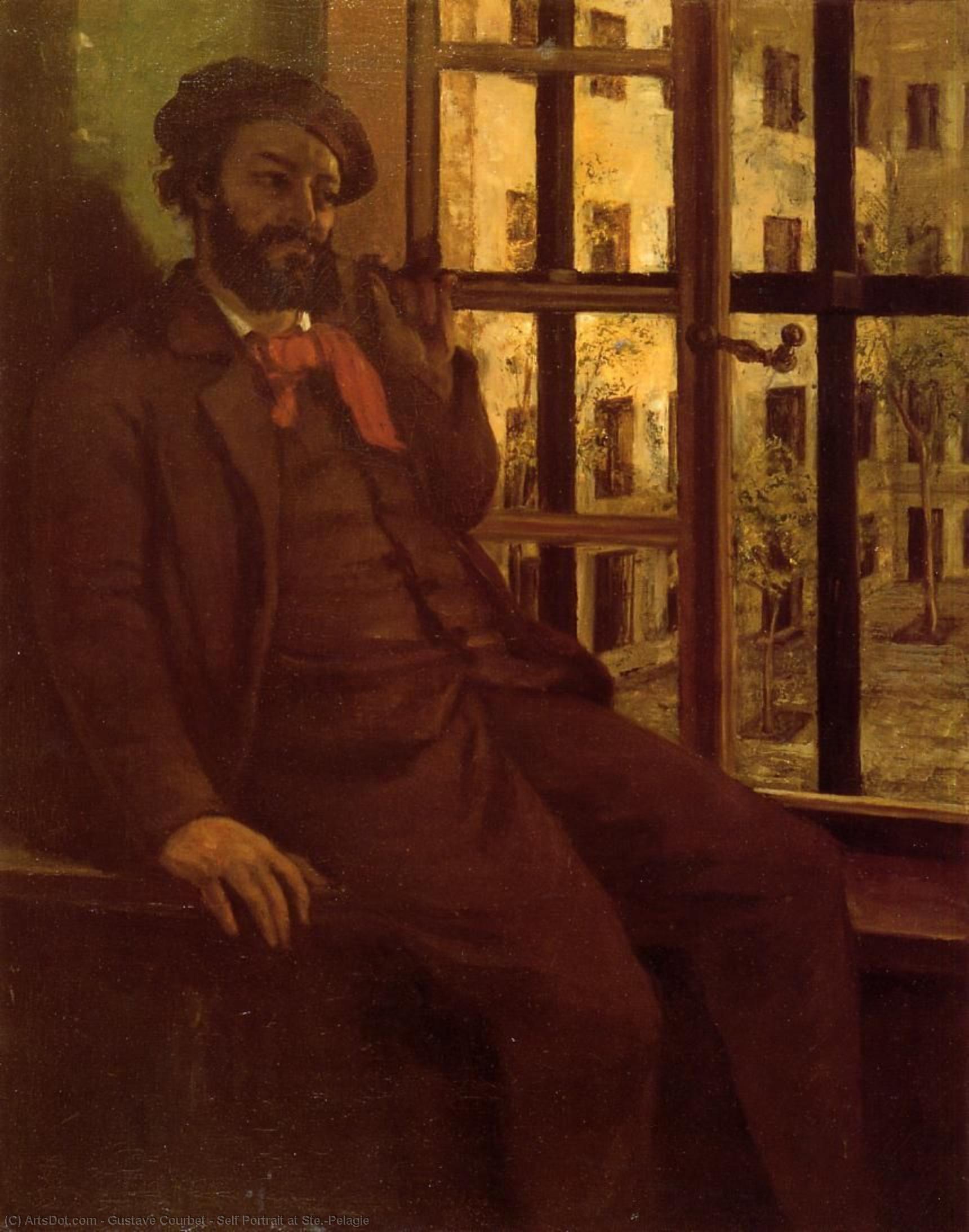 WikiOO.org - Enciklopedija dailės - Tapyba, meno kuriniai Gustave Courbet - Self Portrait at Ste.-Pelagie