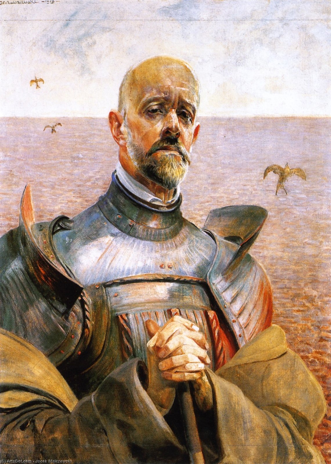 Wikioo.org - The Encyclopedia of Fine Arts - Painting, Artwork by Jacek Malczewski - Self-Portrait in Armor