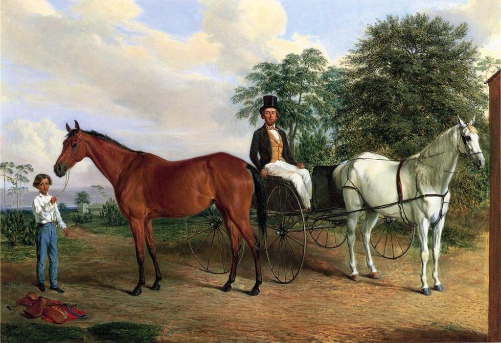 Wikioo.org - The Encyclopedia of Fine Arts - Painting, Artwork by Edward Troye - Self Portrait in a Carriage