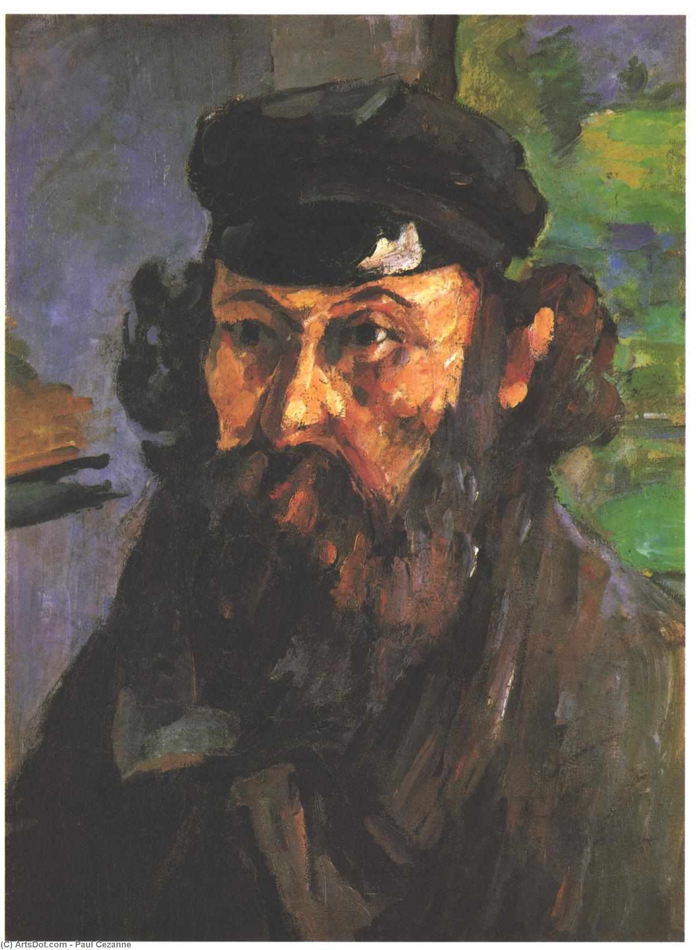 WikiOO.org - Энциклопедия изобразительного искусства - Живопись, Картины  Paul Cezanne - Self-Portrait в Casquette
