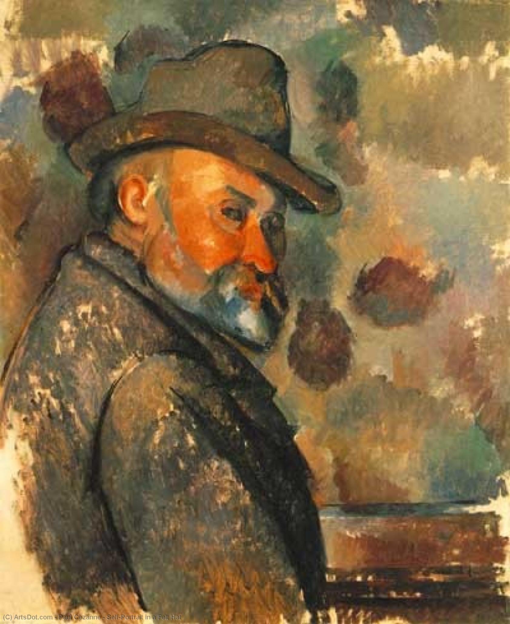 WikiOO.org - Encyclopedia of Fine Arts - Lukisan, Artwork Paul Cezanne - Self-Portrait in a Felt Hat