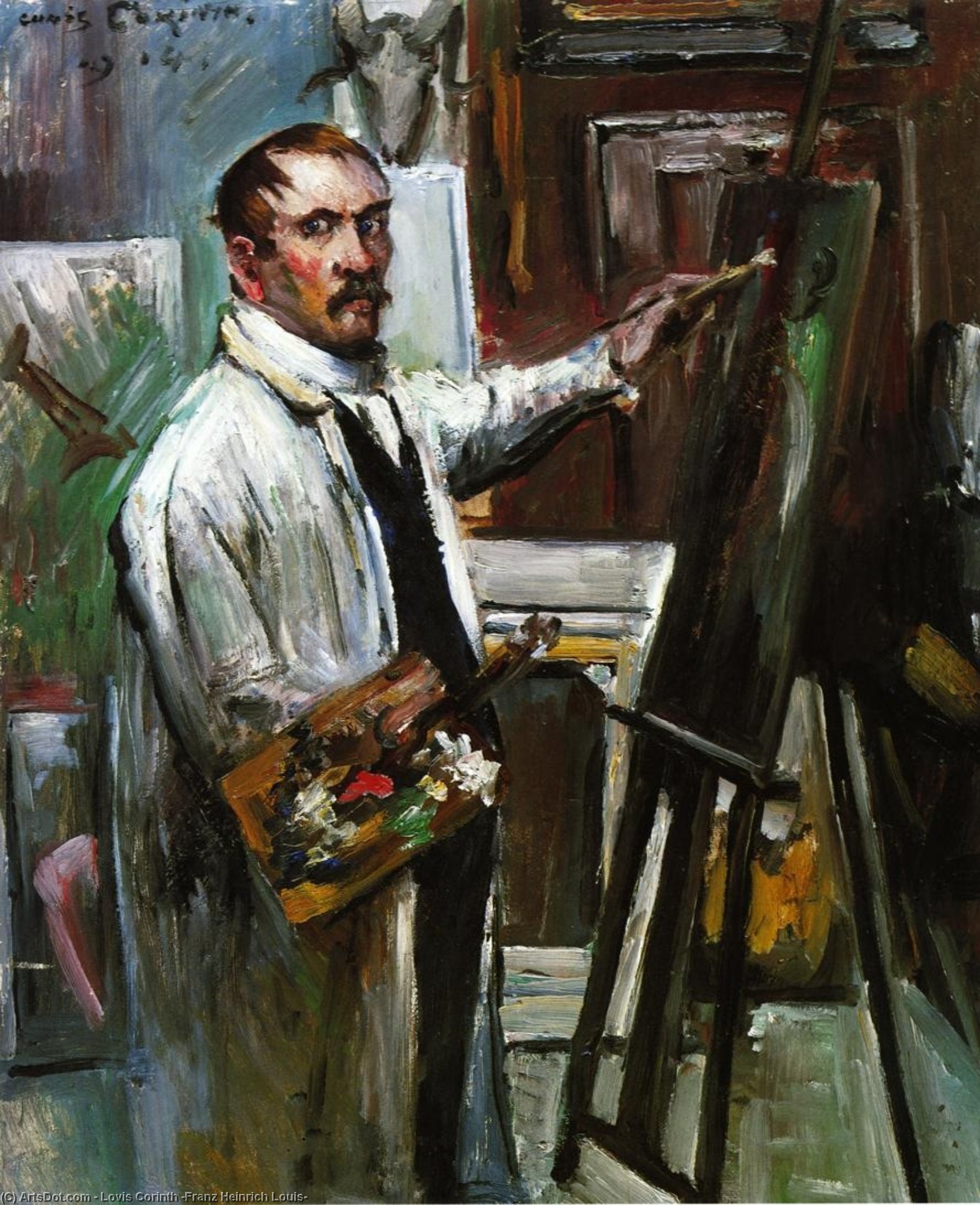 Wikioo.org – La Enciclopedia de las Bellas Artes - Pintura, Obras de arte de Lovis Corinth (Franz Heinrich Louis) - auto retrato en el estudio