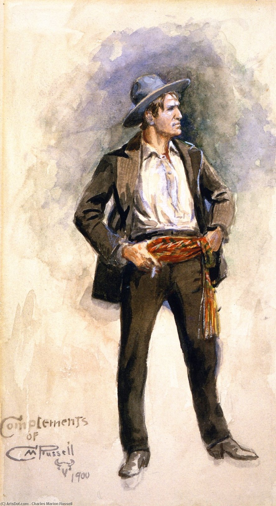 WikiOO.org - Encyclopedia of Fine Arts - Maleri, Artwork Charles Marion Russell - Self Portrait [No. 4]