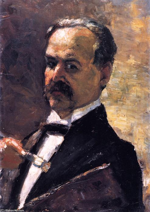 WikiOO.org - 백과 사전 - 회화, 삽화 Lesser Ury - Self-Portrait with Brush and Palette
