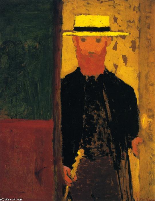 WikiOO.org - 百科事典 - 絵画、アートワーク Jean Edouard Vuillard - セルフポートレート（） と一緒に  杖  と  ストロー  帽子