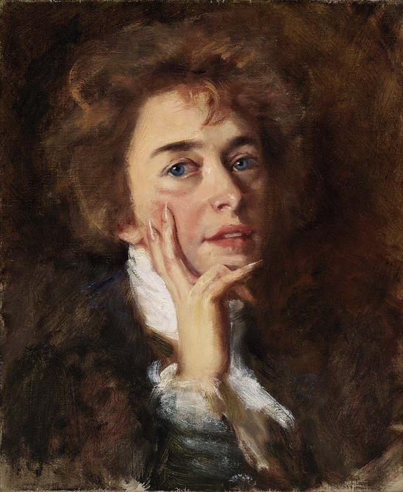 WikiOO.org - Encyclopedia of Fine Arts - Lukisan, Artwork Alice Pike Barney - Self-Portrait with Jabot
