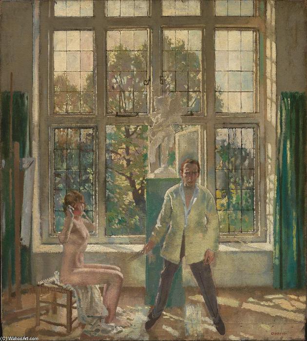 Wikioo.org - The Encyclopedia of Fine Arts - Painting, Artwork by William Newenham Montague Orpen - Selfportrait with model (also known as Summer Afternoon)