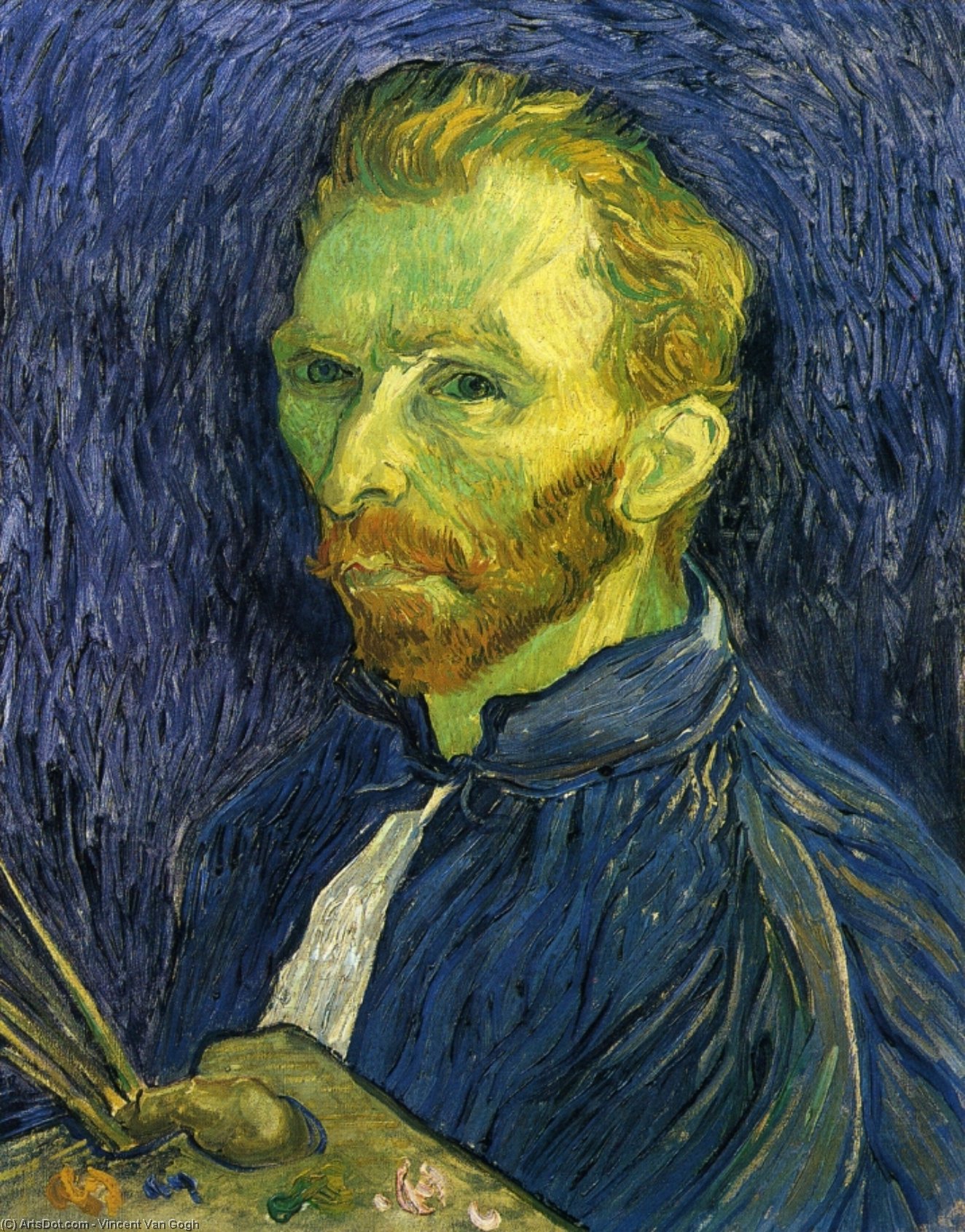Wikioo.org - The Encyclopedia of Fine Arts - Painting, Artwork by Vincent Van Gogh - Self Portrait with Pallette
