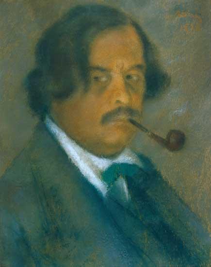 WikiOO.org - Encyclopedia of Fine Arts - Maľba, Artwork Jozsef Rippl Ronai - Self-Portrait with Pipe