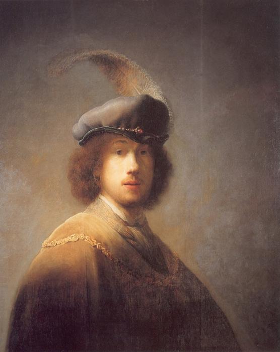 WikiOO.org - 百科事典 - 絵画、アートワーク Rembrandt Van Rijn - と自画像 羽毛  ベレー