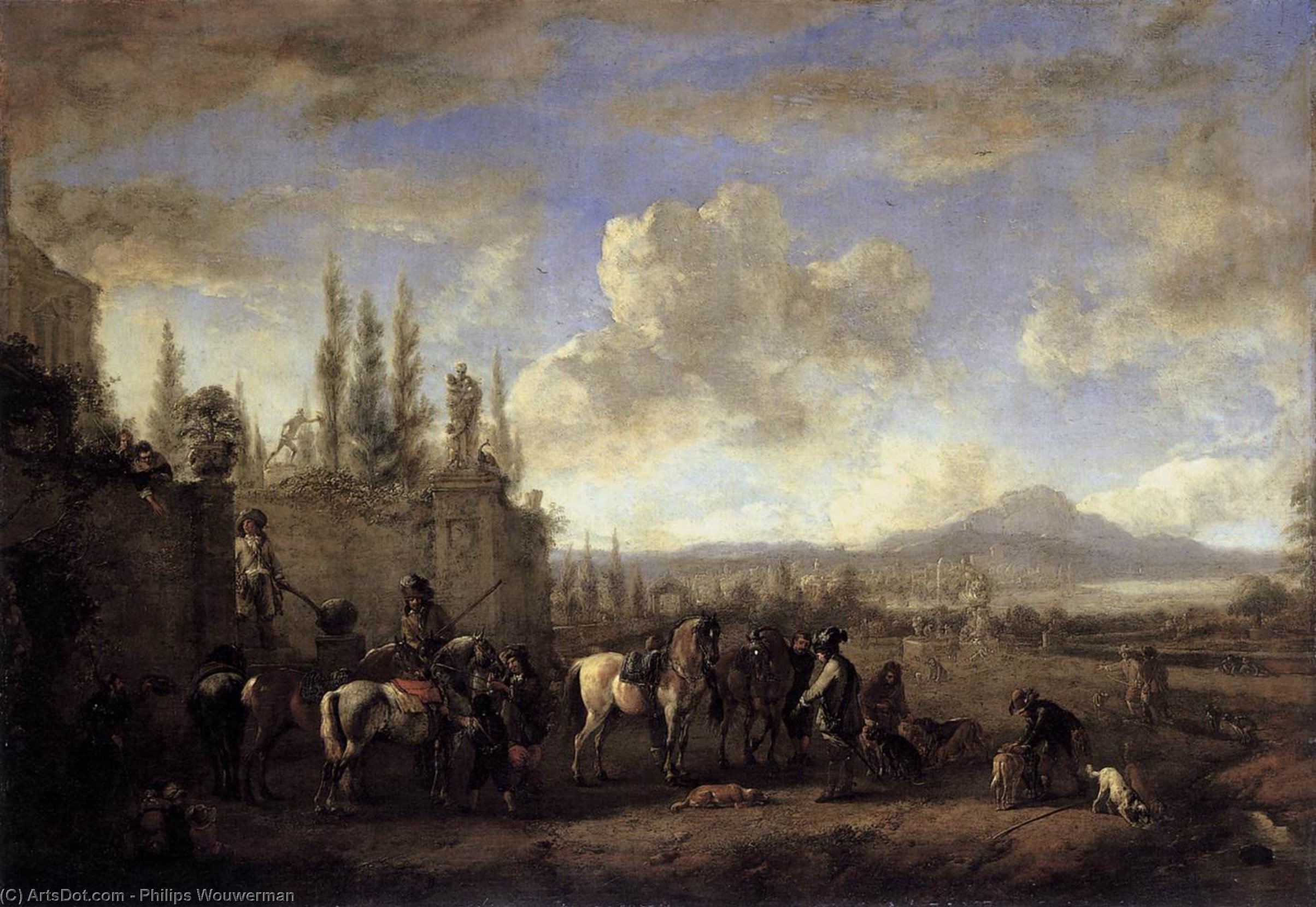 Wikioo.org - The Encyclopedia of Fine Arts - Painting, Artwork by Philips Wouwerman - Setting out on the Hunt