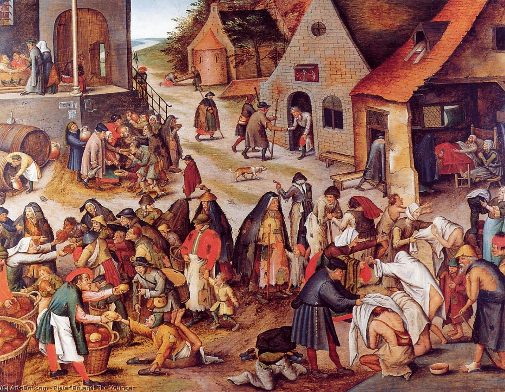 Wikioo.org - The Encyclopedia of Fine Arts - Painting, Artwork by Pieter Bruegel The Younger - The Seven Acts of Charity (also known as The Seven Acts of Mercy)
