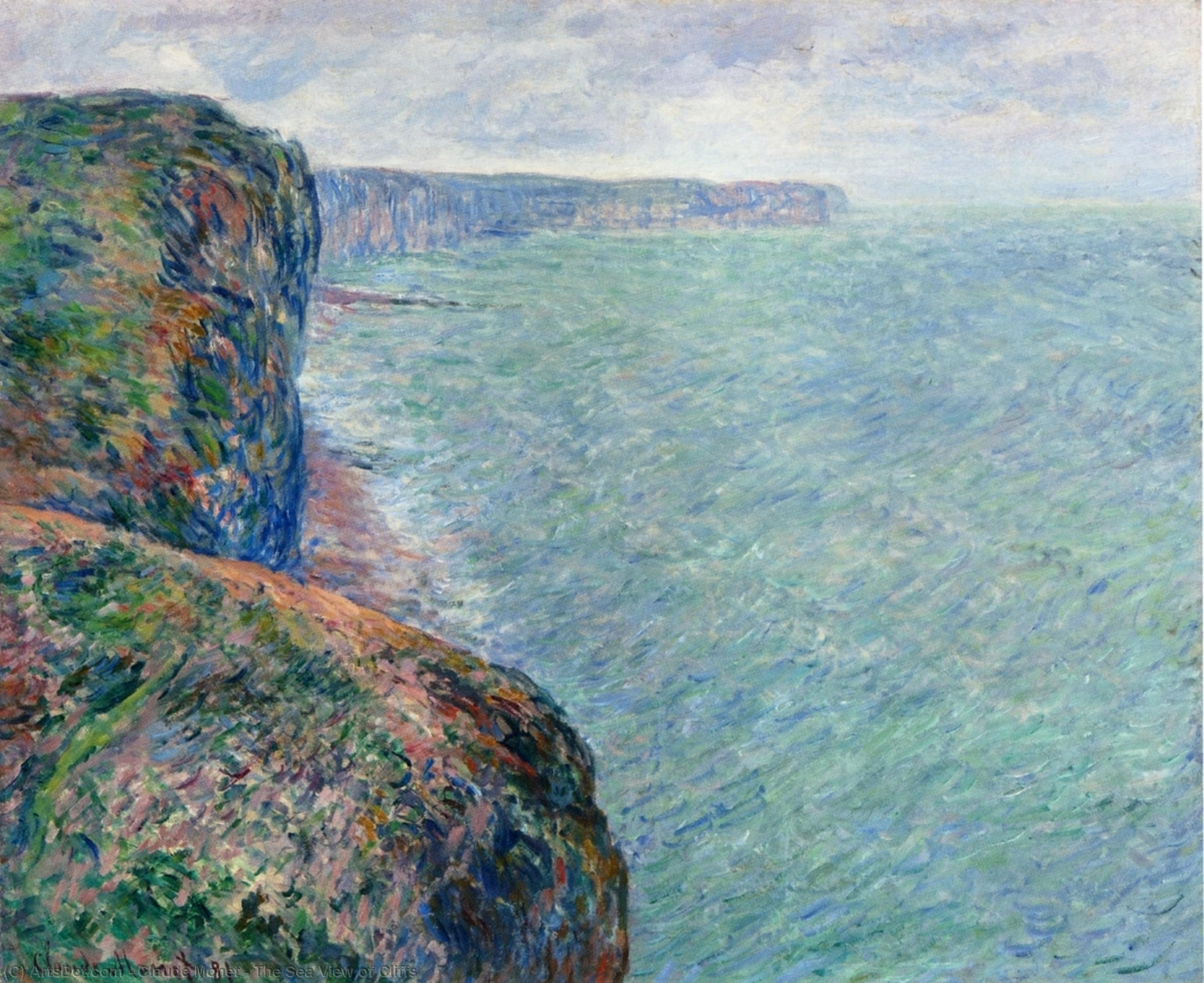 Wikioo.org – L'Enciclopedia delle Belle Arti - Pittura, Opere di Claude Monet - Il Mare veduta  di  Scogliere