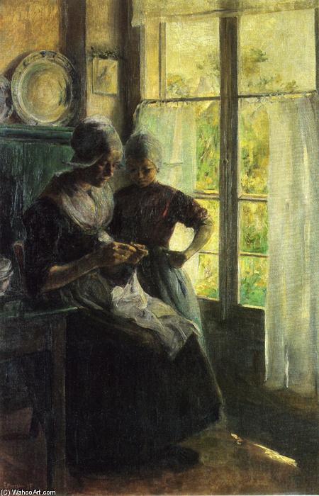 Wikioo.org - The Encyclopedia of Fine Arts - Painting, Artwork by Elizabeth Nourse - The Sewing Lesson