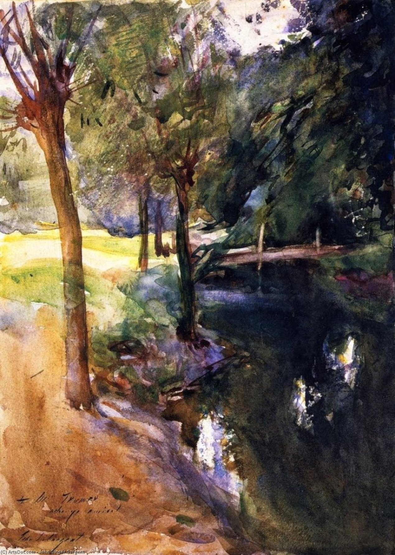 Wikioo.org - The Encyclopedia of Fine Arts - Painting, Artwork by John Singer Sargent - The Shadowed Stream