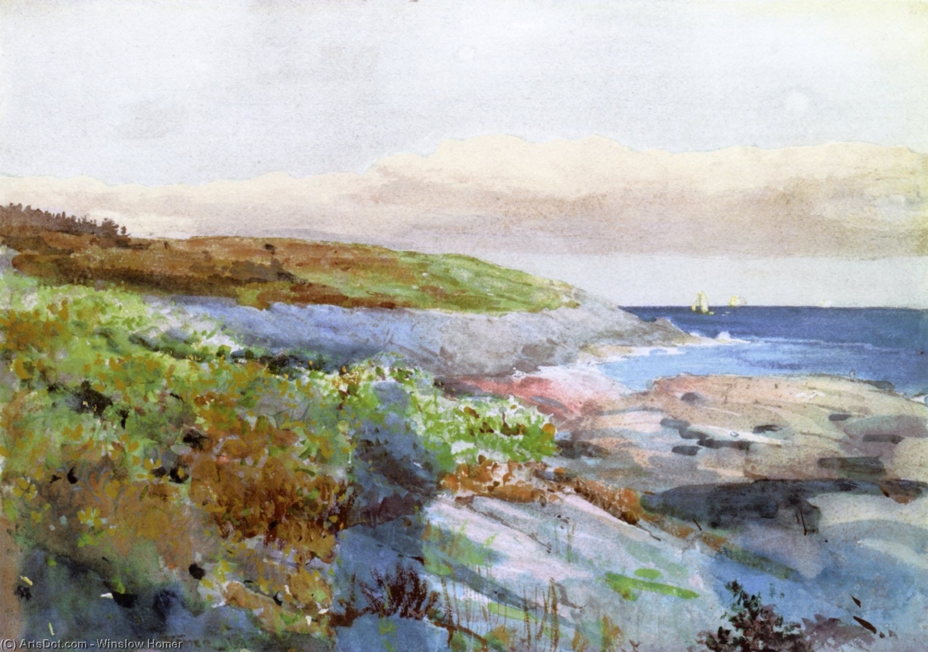 WikiOO.org - Encyclopedia of Fine Arts - Målning, konstverk Winslow Homer - Shadows on the Dunes