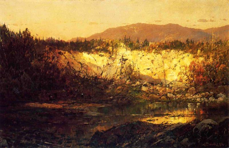 Wikoo.org - موسوعة الفنون الجميلة - اللوحة، العمل الفني William Louis Sonntag - Shadows Rising and Sun Setting, New Hampshire