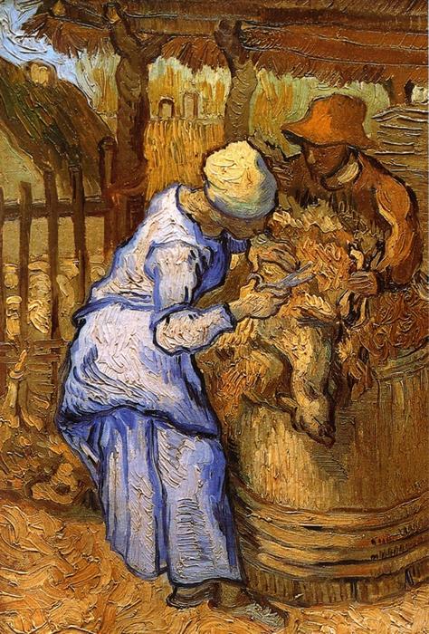 Wikioo.org - The Encyclopedia of Fine Arts - Painting, Artwork by Vincent Van Gogh - The Sheep-Shearers (after Millet)