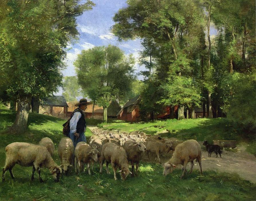 Wikioo.org - The Encyclopedia of Fine Arts - Painting, Artwork by Julien Dupré - A Shepherd and His Flock