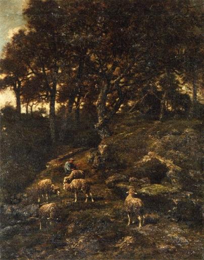 WikiOO.org - Encyclopedia of Fine Arts - Maľba, Artwork Charles Émile Jacque - Shepherd and his Flock