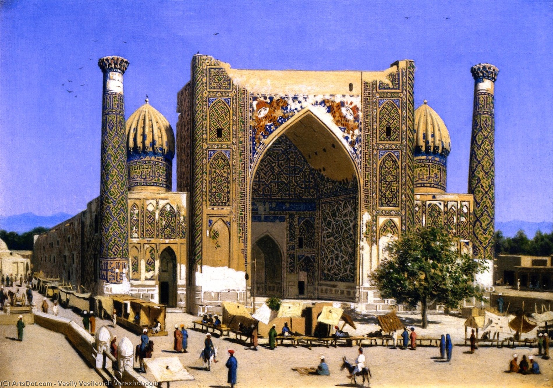Wikioo.org - The Encyclopedia of Fine Arts - Painting, Artwork by Vasily Vasilevich Vereshchagin - Sher-Dor Madrassah on the Registan Square in Samarkand