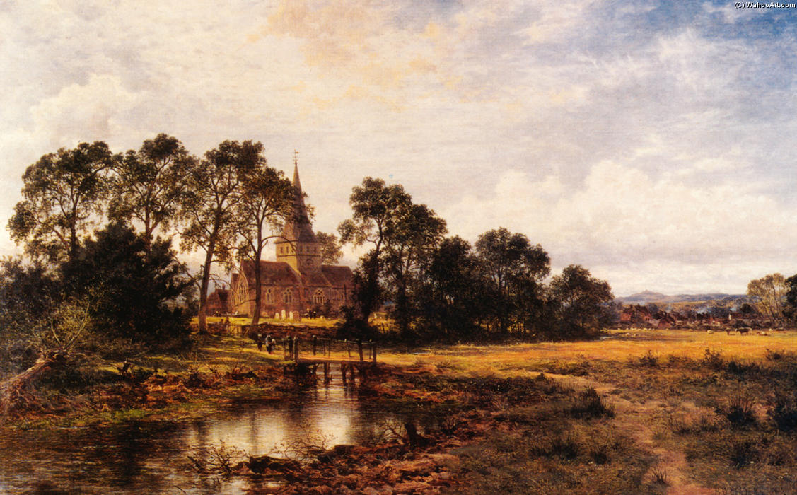 Wikioo.org - The Encyclopedia of Fine Arts - Painting, Artwork by Benjamin Williams Leader - Shere Church