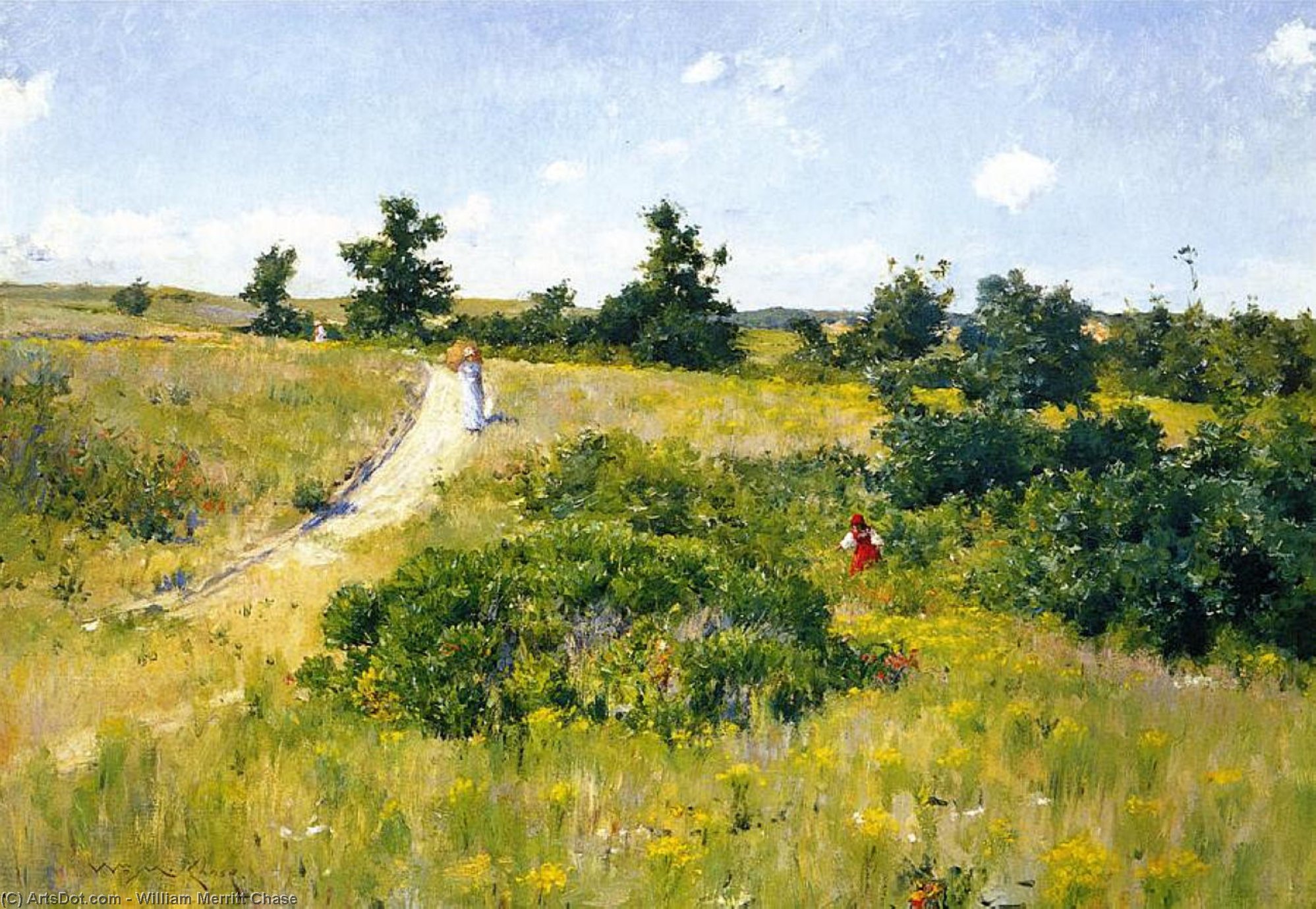 Wikioo.org - The Encyclopedia of Fine Arts - Painting, Artwork by William Merritt Chase - Shinnecock Landscape with Figures
