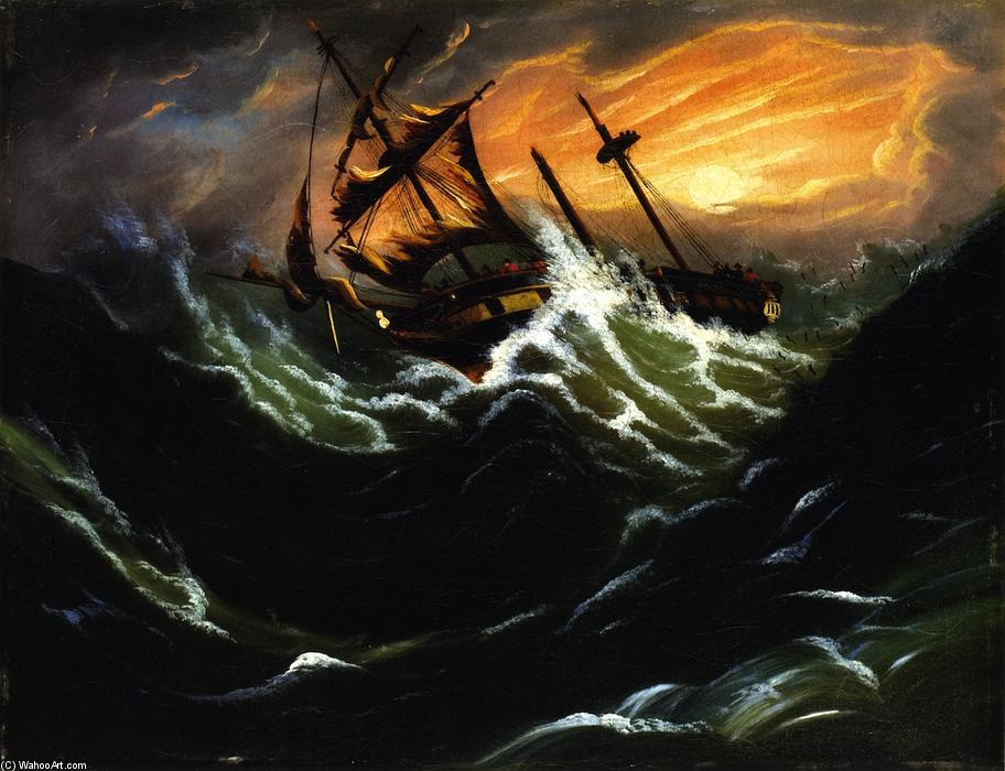 Wikioo.org - The Encyclopedia of Fine Arts - Painting, Artwork by Thomas Chambers - Ship in a Storm
