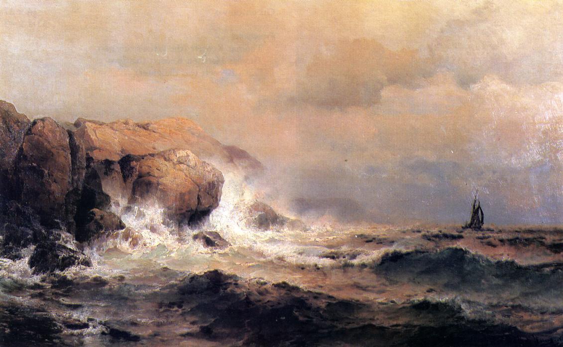 WikiOO.org - Encyclopedia of Fine Arts - Maalaus, taideteos Maurits Frederik Hendrik De Haas - Ship off a Stormy Coast