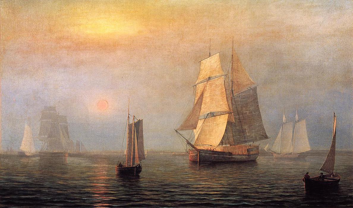 WikiOO.org - Encyclopedia of Fine Arts - Lukisan, Artwork Fitz Hugh Lane - Shipping in Down East Waters