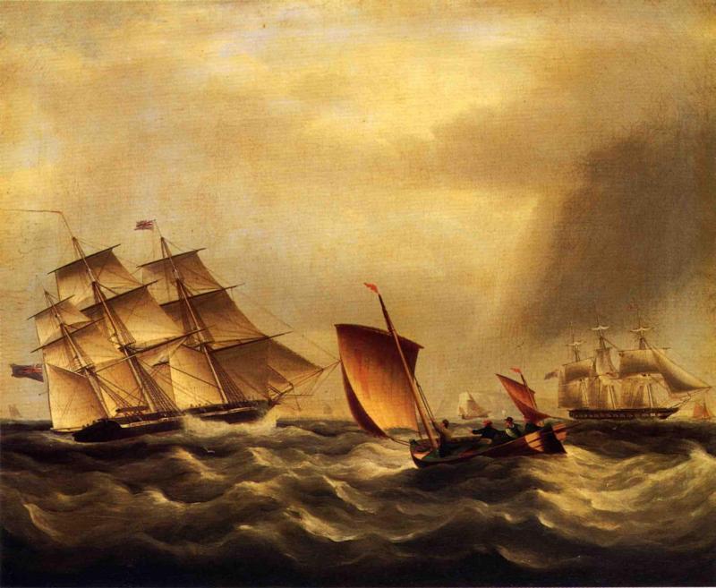 Wikioo.org - The Encyclopedia of Fine Arts - Painting, Artwork by James Edward Buttersworth - Shipping in Rough Seas