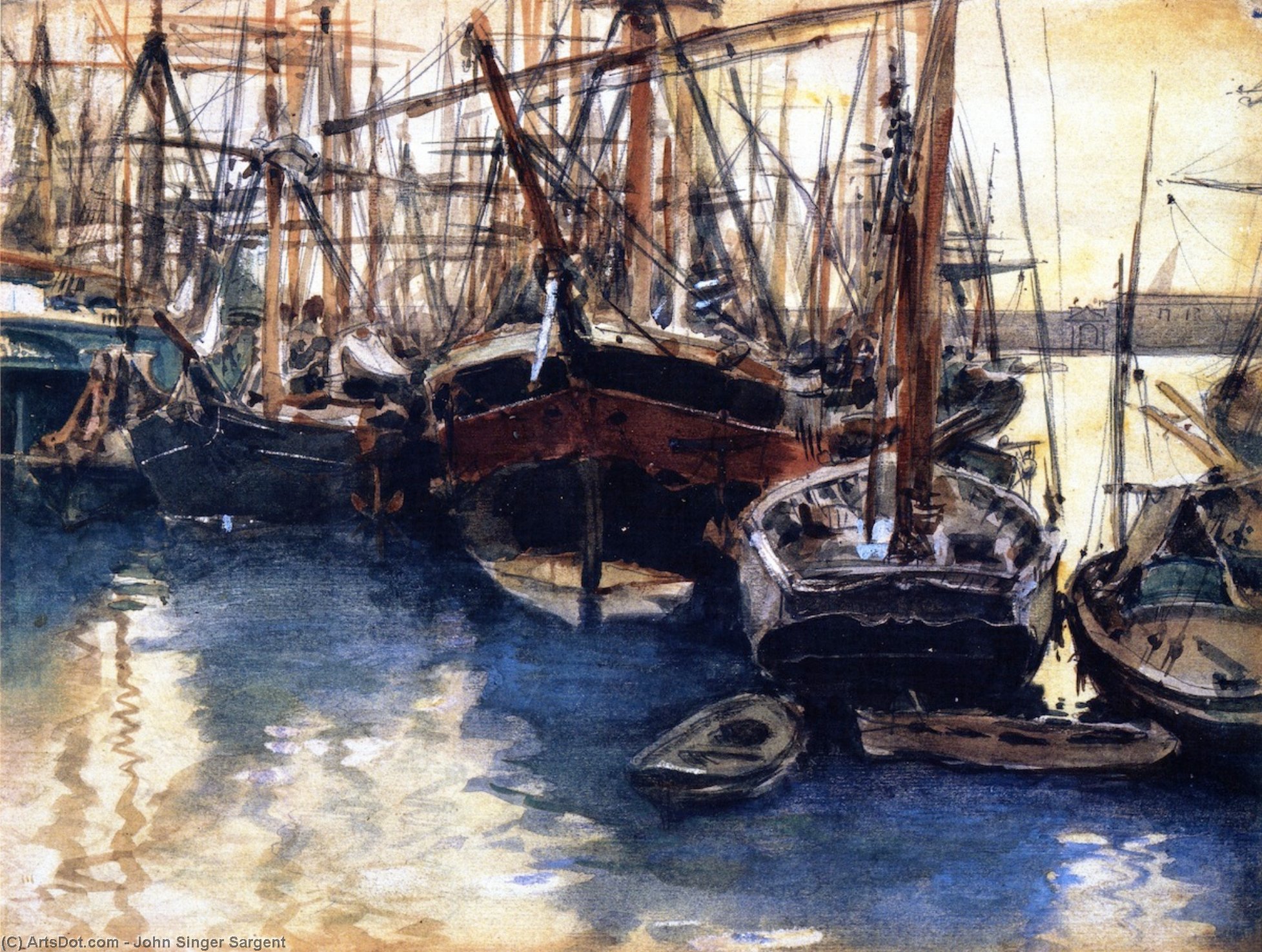 Wikoo.org - موسوعة الفنون الجميلة - اللوحة، العمل الفني John Singer Sargent - Ships and Boats