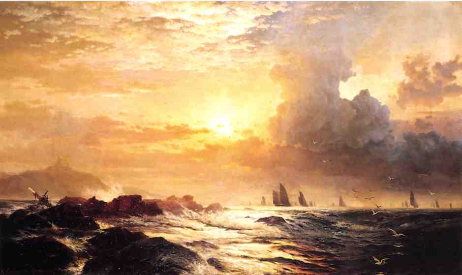 WikiOO.org - Encyclopedia of Fine Arts - Schilderen, Artwork Edward Moran - Ships at Sea