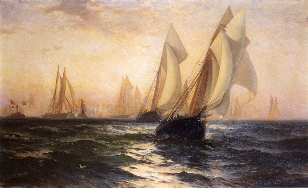 Wikioo.org - The Encyclopedia of Fine Arts - Painting, Artwork by Edward Moran - Ships in Harbor