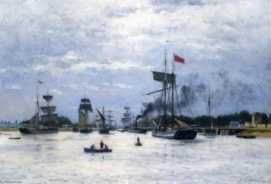 Wikioo.org - สารานุกรมวิจิตรศิลป์ - จิตรกรรม Stanislas Lepine - Ships in Port