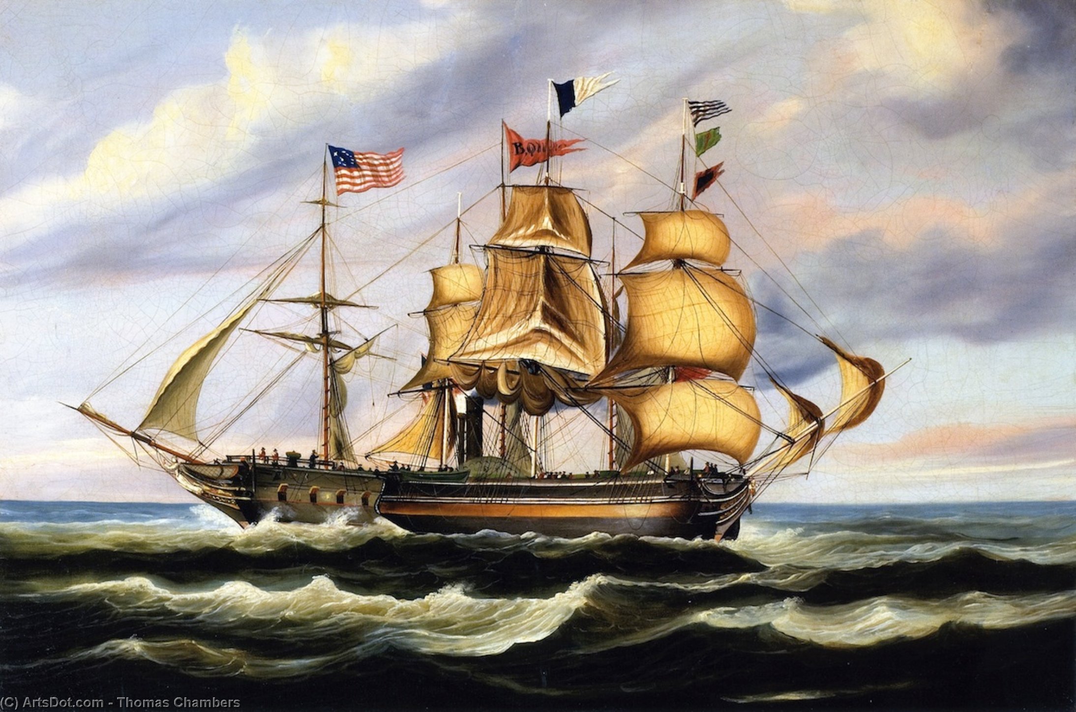 WikiOO.org - Енциклопедія образотворчого мистецтва - Живопис, Картини
 Thomas Chambers - Ships Meeting at Sea: The British Queen and an American Packet