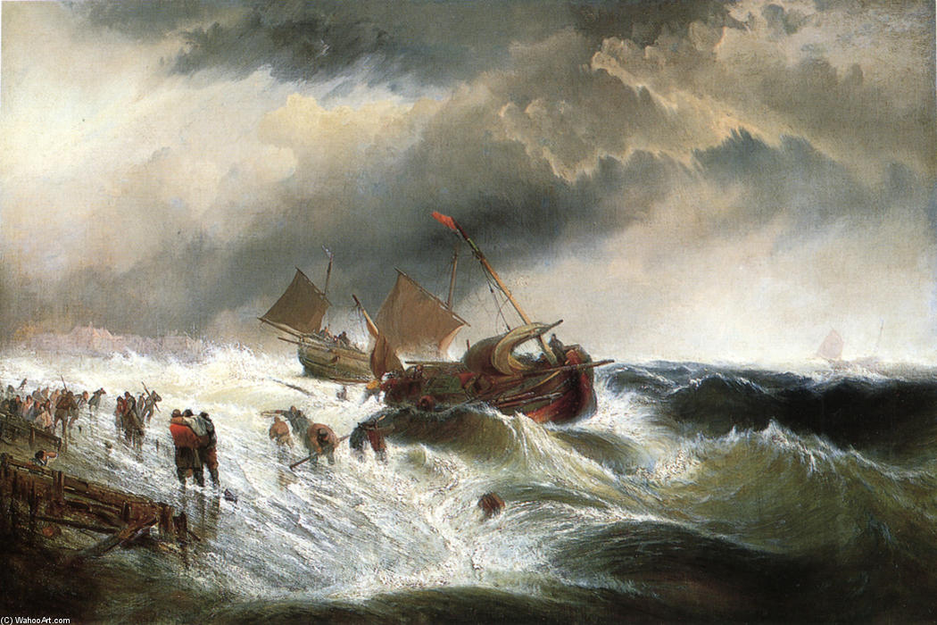 Wikoo.org - موسوعة الفنون الجميلة - اللوحة، العمل الفني Edward Moran - Shipwreck