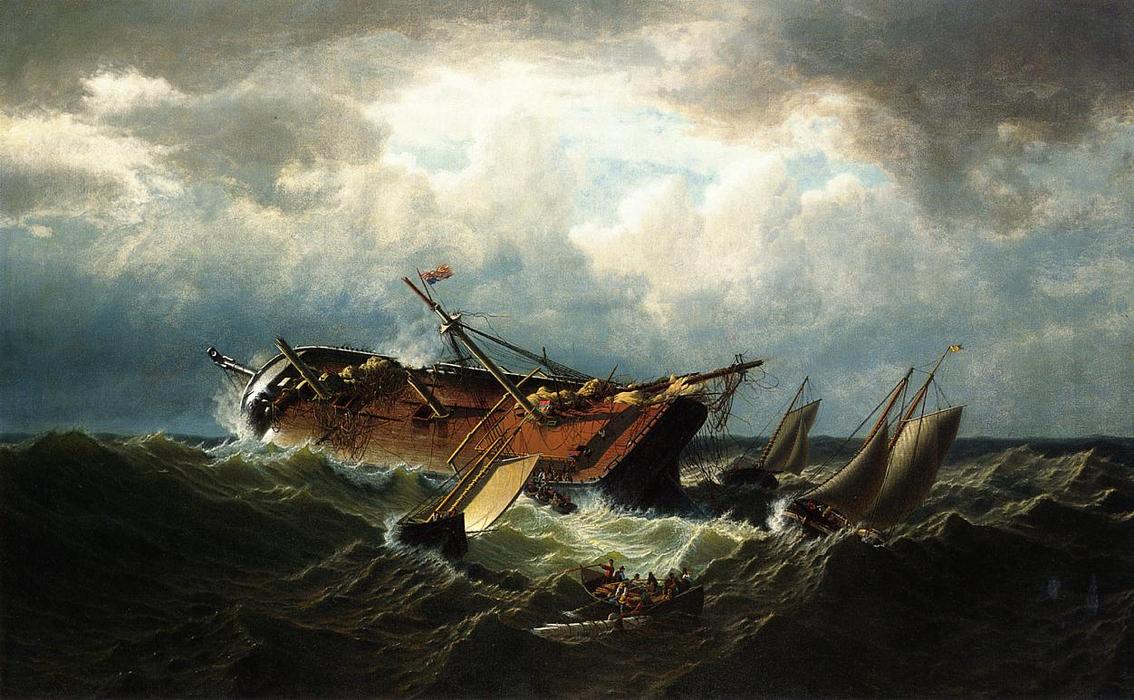 Wikioo.org - สารานุกรมวิจิตรศิลป์ - จิตรกรรม William Bradford - Shipwreck off Nantucket (also known as Wreck off Nantucket, after a Storm)