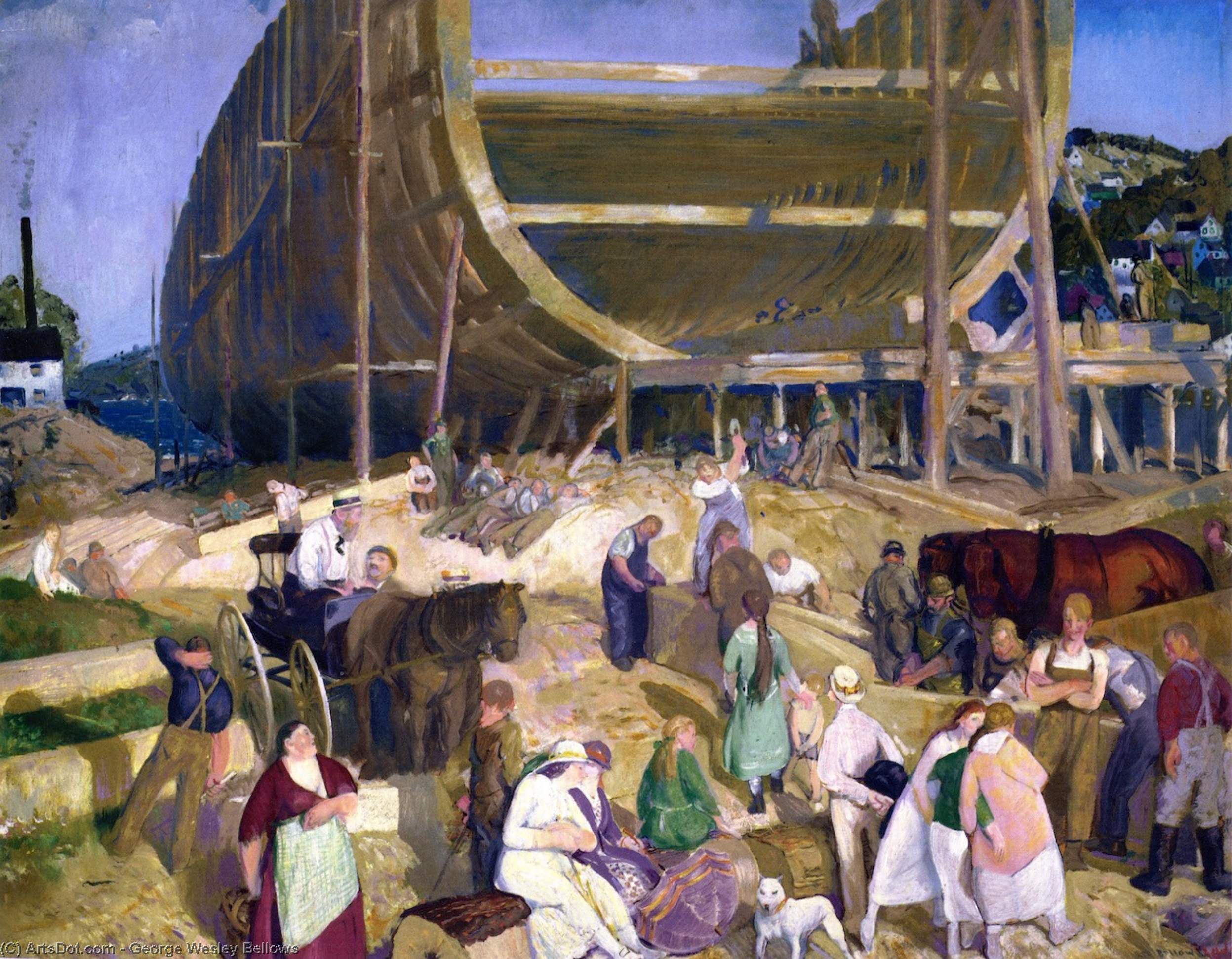 WikiOO.org - Encyclopedia of Fine Arts - Maleri, Artwork George Wesley Bellows - Shipyard Society