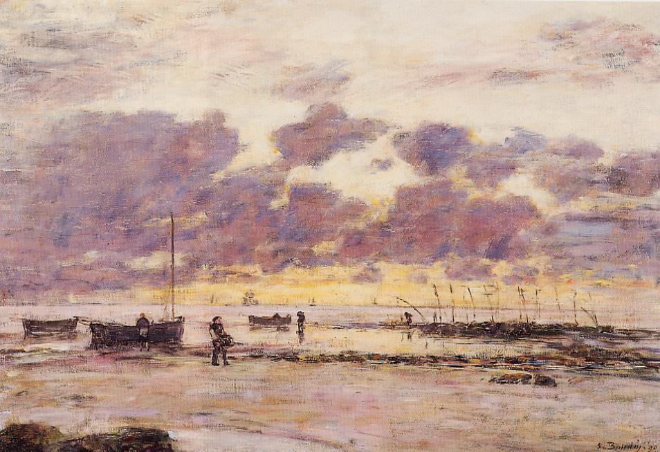 WikiOO.org - Encyclopedia of Fine Arts - Maleri, Artwork Eugène Louis Boudin - The Shores of Sainte Adresse at Twilight