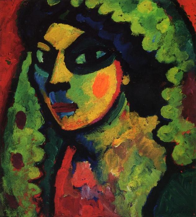 Wikioo.org - The Encyclopedia of Fine Arts - Painting, Artwork by Alexej Georgewitsch Von Jawlensky - Sicilain Woman with Green Shawl