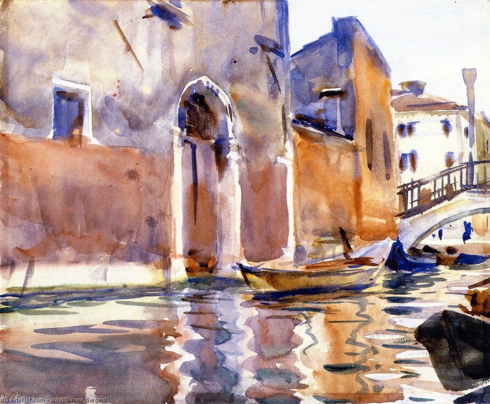 Wikioo.org - The Encyclopedia of Fine Arts - Painting, Artwork by John Singer Sargent - Side Canal, Venice
